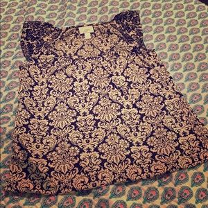 Ann Taylor Loft Damask Print Scoop Neck Top